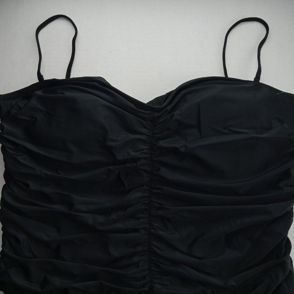 J. Crew Women's Ruched Sweetheart One Piece Swimsuit Sz 24 Black Removable Pads - Picture 2 of 8